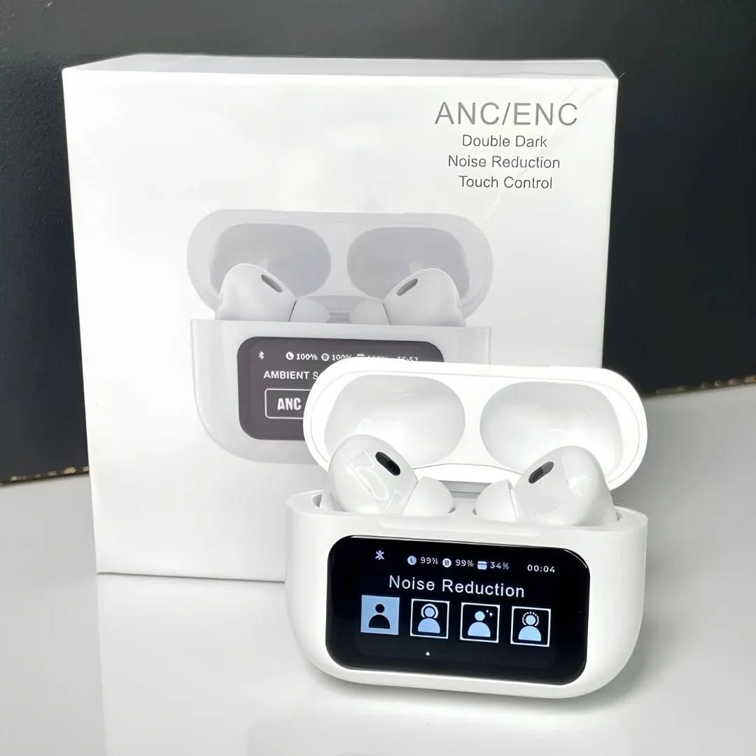 A9 ANC Wireless Earbuds with Smart Display + Free Leather Case with Keychain (Free)