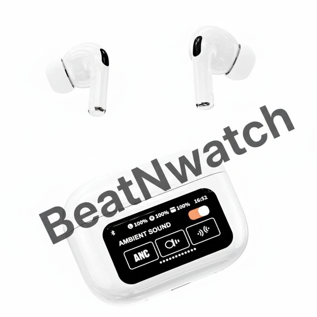 A9 ANC Wireless Earbuds with Smart Display + Free Leather Case with Keychain (Free)